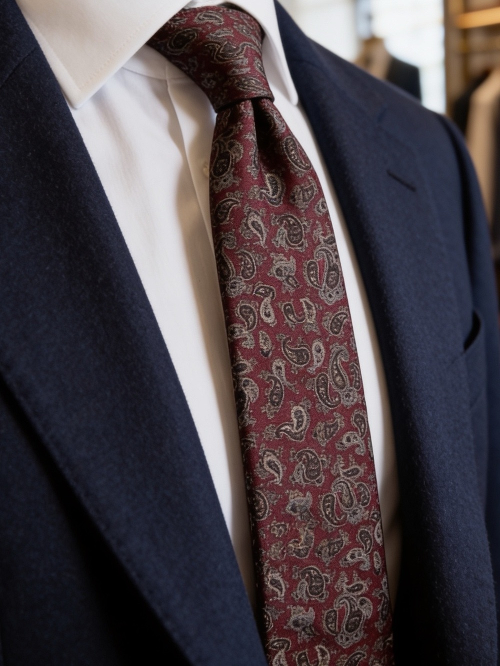 CHRISTIAN DIOR MENS SILK TIE RED PAISLEY